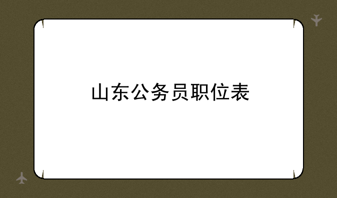 山东公务员职位表