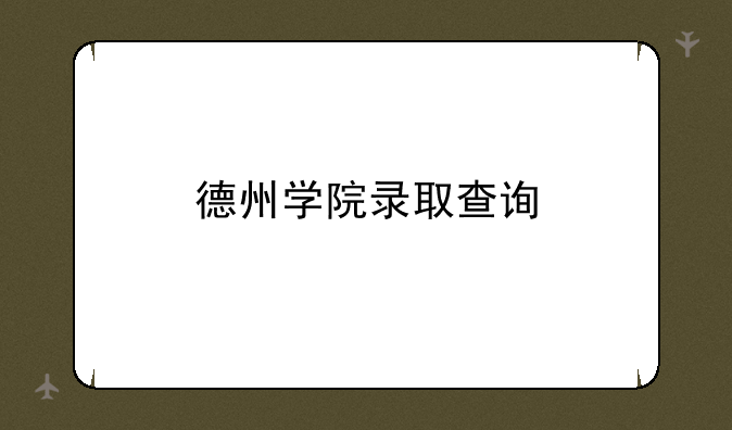 德州学院录取查询