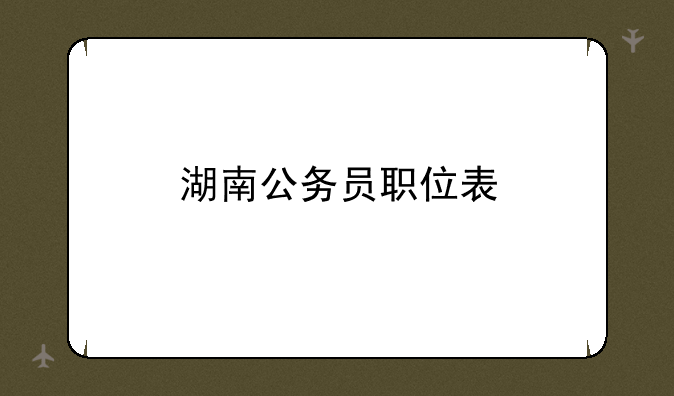 湖南公务员职位表
