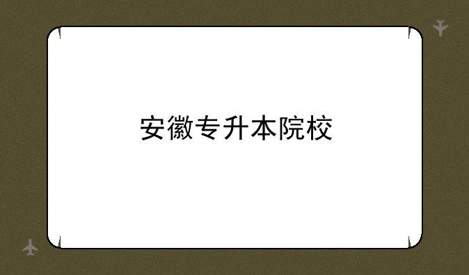 安徽专升本院校