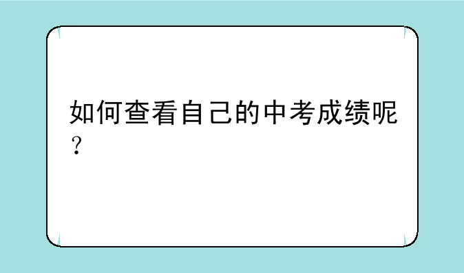 如何查看自己的中考成绩呢？