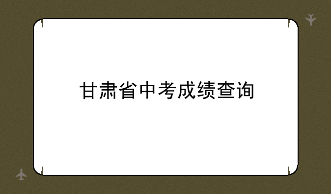 甘肃省中考成绩查询