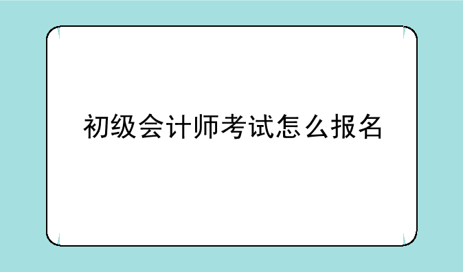 初级会计师考试怎么报名