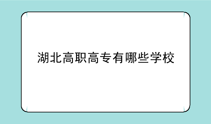 湖北高职高专有哪些学校