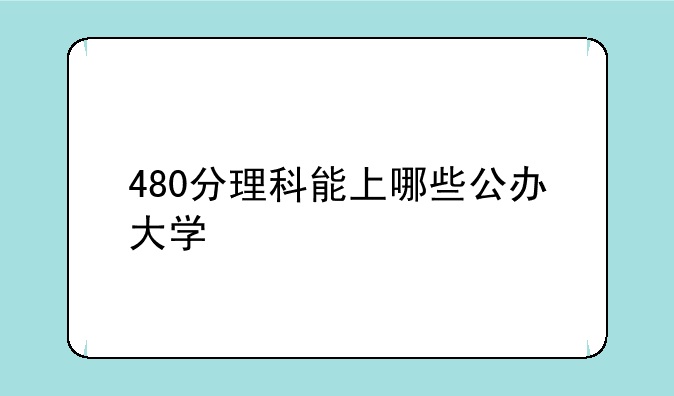 480分理科能上哪些公办大学