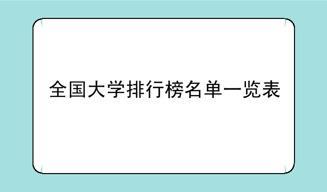 全国大学排行榜名单一览表