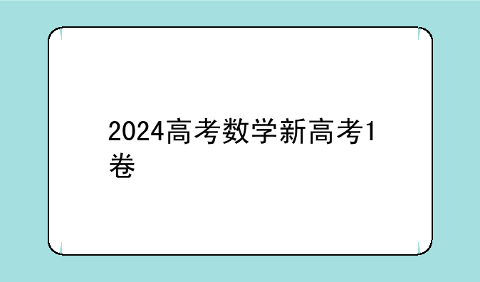 2024高考数学新高考1卷