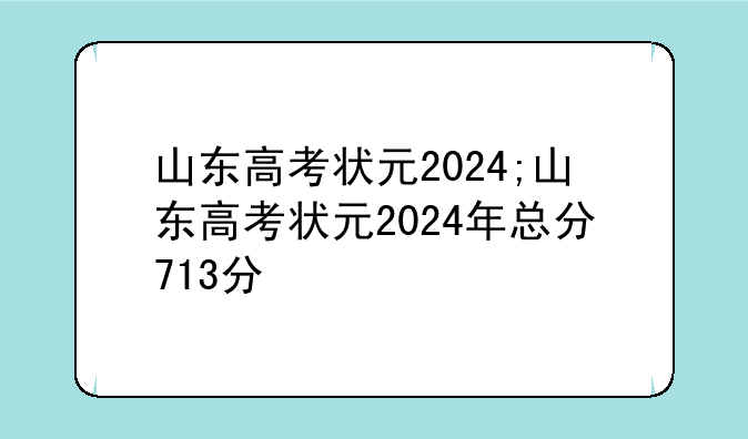 山东高考状元2024;山东高考状元2024年总分713分
