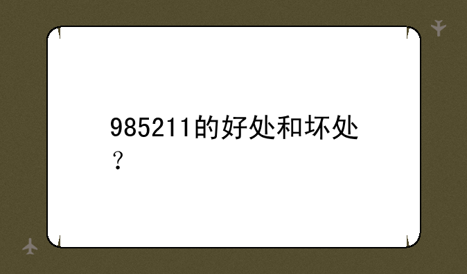 985211的好处和坏处？